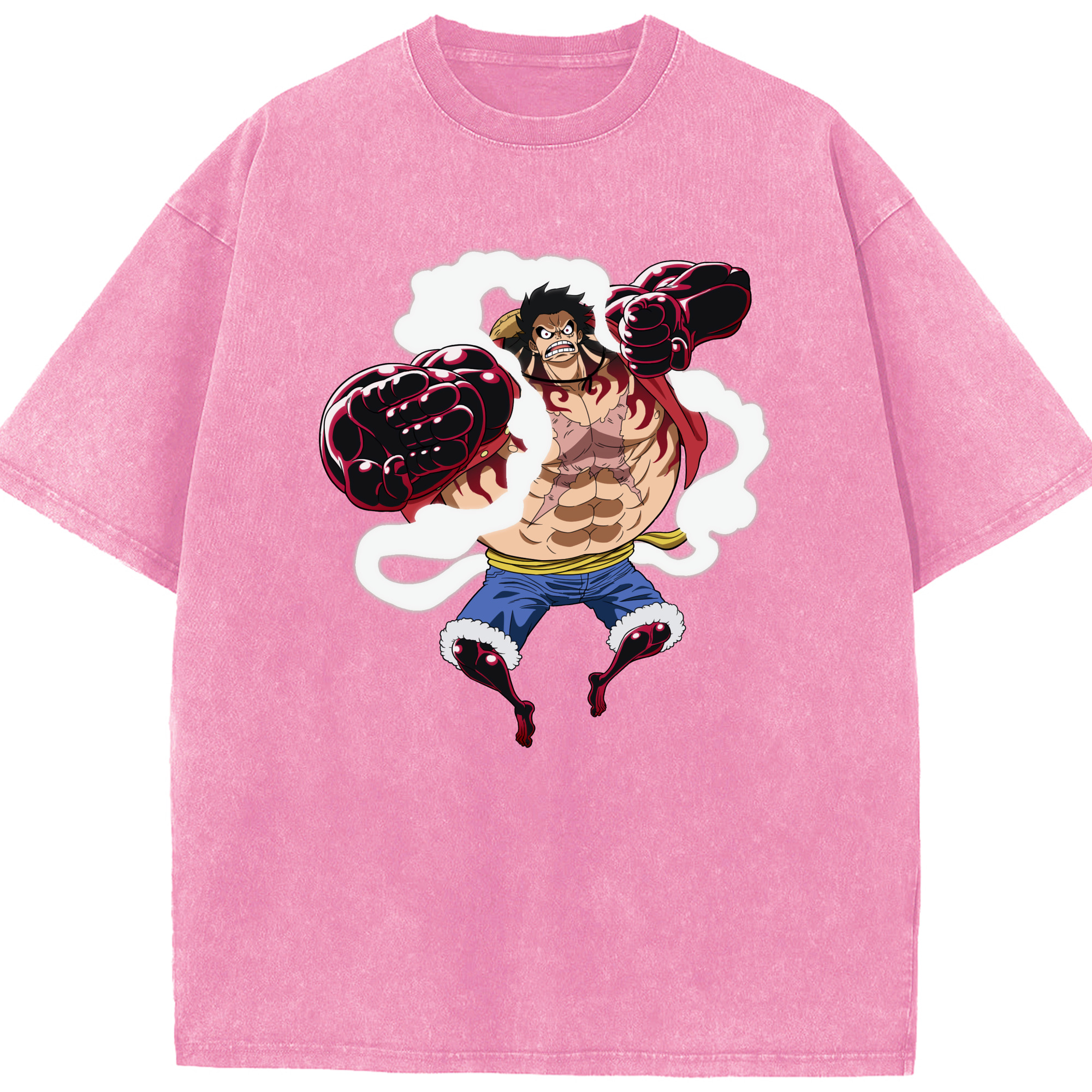 ワンピース モンキー・D・ルフィ ONE PIECE Monkey D. Luffy 綿100% ヴィンテージ風 半袖Tシャツ（フロントプリント）